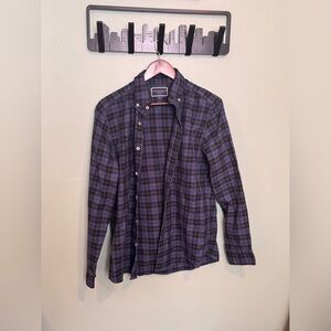 Charles Tyrwhitt Twill Casual Button Down Navy/Green Plaid